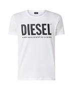 DIESEL Unisex T-Shirt - T-Diegoogo, Rundhals, 100 B.WHTE