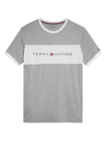 tommyhilfiger Tommy Hilfiger - Lounge T-shirt met ronde hals en contrasterend vlak met logo op de borst in grijs