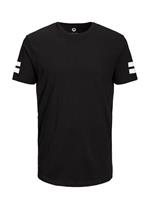 jack&jones Jack & Jones - T-shirt met ronde zoom en gestreepte mouwen in zwart