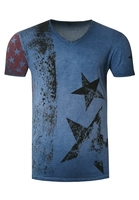 Rusty Neal T-Shirt mit V-Neck Ausschnitt, Indigo