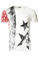 Rusty Neal T-Shirt mit V-Neck Ausschnitt, Weiß
