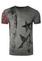 Rusty Neal T-Shirt mit V-Neck Ausschnitt, Anthrazit