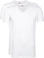 Levi's Herren T-Shirts, 2er Pack - V-Ausscnitt, Kurzarm, einfarbig, Weiß