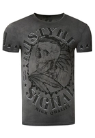 Rusty Neal T-Shirt mit stylischem Totenkopf-Print, Anthrazit