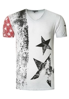 Rusty Neal T-Shirt mit V-Neck Ausschnitt, Grau