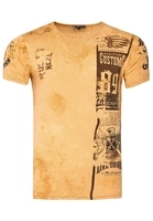Rusty Neal T-Shirt mit modernem Print, Camel
