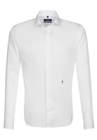 Seidensticker Business Hemd Shaped Langarm Kentkragen Uni, Weiß, weiß