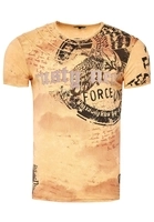 Rusty Neal T-Shirt mit eindrucksvollem Print, Camel