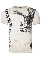 Rusty Neal T-Shirt mit Adler-Print, Beige