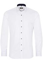 eterna Heren Overhemd Wit Cover Shirt Navy Contrast Cutaway Slim Fit