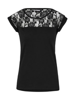 urbanclassics Urban Classics Frauen T-Shirt Ladies Top Laces in schwarz
