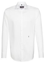 Seidensticker Business Hemd Regular Langarm Kentkragen Uni, Weiß, weiß