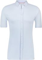 desoto Heren Overhemd Korte Mouw Jersey Button-down Licht Blauw Slim Fit