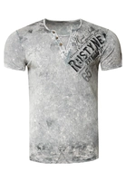 Rusty Neal T-Shirt im Used Look mit V-Neck Optik, Grau