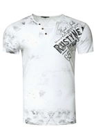 Rusty Neal T-Shirt im Used Look mit V-Neck Optik, Weiß