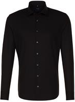 seidensticker Heren Overhemd Zwart Poplin ML7 Tailored Fit