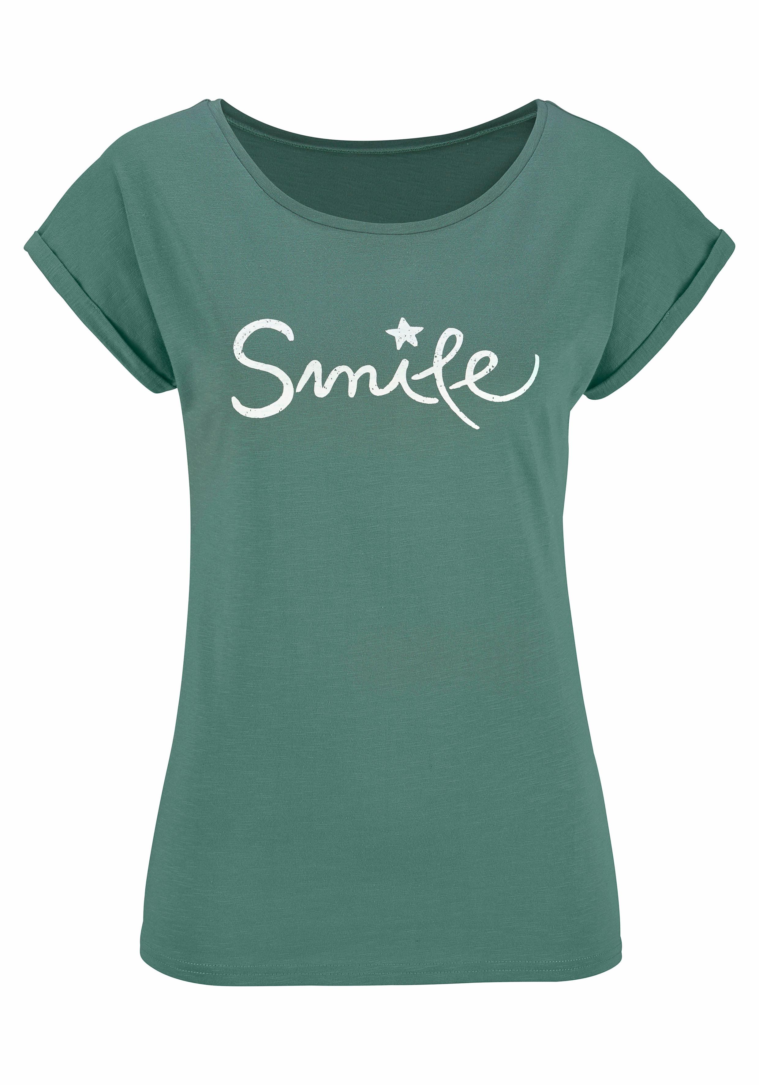 Beachtime T-shirt met modieuze frontprint 'smile'