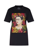 Merchcode Frauen T-Shirt Frida Kahlo Portrait in schwarz