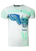 Rusty Neal T-Shirt mit Front Print Flying Skull, Grau