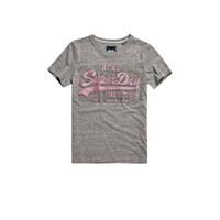 Superdry T-Shirt Damen VL GLITTER EMBOSS ENTRY TEE Charcoal Rugged