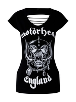 Merchcode Frauen T-Shirt Ladies Motörhead Logo Cutted Back in schwarz