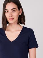 REPEAT Basic T-Shirt mit V-Ausschnitt aus Baumwolle