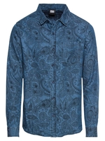 Urban Classics Printed Paisley Denim Shirt Langarmhemden blau Herren 