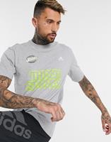 Adidas T-Shirt "Athletics Graphic", Rundhals, Grafikprint, für Herren, grau/neongelb, L
