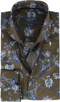 ledȗb Heren Overhemd Groen Herringbone Cutaway Bloem Print Modern Fit