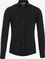 pure Heren Overhemd Polyamide 4 Way Stretch Zwart Cutaway Slim Fit