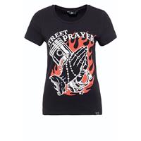 QUEEN KEROSIN Damen T-Shirt mit Frontprint und Rundhals-Ausschnitt Street Prayer T-Shirts schwarz Damen 