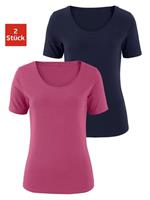 Vivance Kurzarmshirt T-Shirts blau/rot Damen 