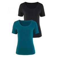 Vivance Kurzarmshirt T-Shirts schwarz/grün Damen 