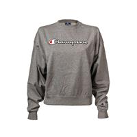 Champion Damen Sweatshirt - Crewneck, Unifarben, Logo-Print, Rundhals, Langarm T-Shirts grau Damen 