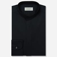 apposta Hemd  einfarbig  schwarz 100% reine baumwolle popeline doppelt gezwirnt, kragenform  stehkragen ohne knopf