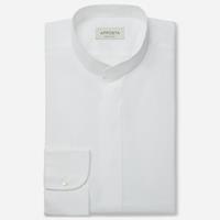 apposta Hemd  einfarbig  weiß 100% reine baumwolle popeline doppelt gezwirnt, kragenform  stehkragen ohne knopf