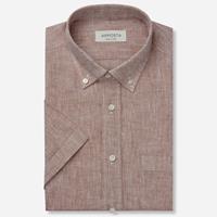 apposta Hemd  einfarbig  braun leinen leinwandbindung, kragenform  niedriger button-down-kragen