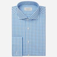 apposta Hemd  karos gingham  hellblau 100% baumwolle wrinkle free popeline, kragenform  niedriger spreizkragen, manschette  umschlagmanschette (manschettenknöpfe)