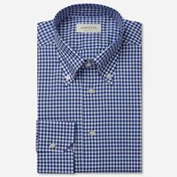 apposta Hemd  karos gingham  blau 100% reine baumwolle zefir, kragenform  button-down-kragen