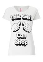 Logoshirt T-Shirt mit witzigem Statement-Print This Girl Can Shop