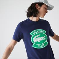 lacoste Herren-Rundhals-Shirt aus Baumwolle mit Aufnäher - Blau 