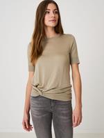 REPEAT cashmere T-Shirt mit Knoten am Saum aus hochwertiger Lyocell-Baumwollmischung