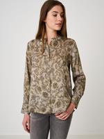 REPEAT cashmere Blouse in paisley print met mao kraag