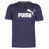 Puma T-Shirt "ESS Logo Tee", Rundhals, Baumwolle, für Herren, dunkelblau/weiß, XL