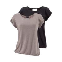 Lascana T-shirt met modieuze cut-out in de nek (Set van 2)