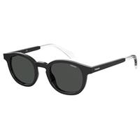 POLAROID PLD 2096/S | Herren-Sonnenbrille | Panto | Fassung: Kunststoff Schwarz | Glasfarbe: Grau
