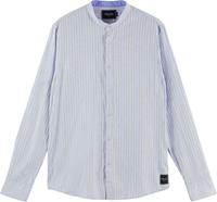 Scotch & Soda Relaxed fit- collarless shirt in blue striped