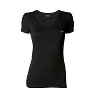 Emporio Armani Damen T-Shirt - V-Neck, Loungewear, Kurzarm, Stretch Cotton T-Shirts schwarz Damen 