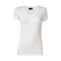 Emporio Armani Damen T-Shirt - V-Neck, Loungewear, Kurzarm, Stretch Cotton T-Shirts weiß Damen 