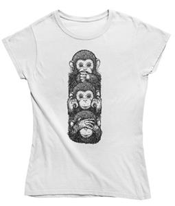mamino Fashion T-Shirt Damen T Shirt -three wise monkeys